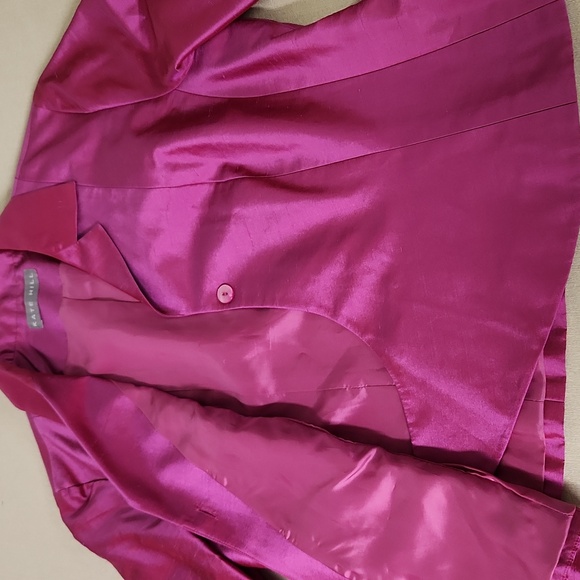 Kate Hill Vibrant Pink Satin Blazer/Shirt 100% Silk - Picture 5 of 9